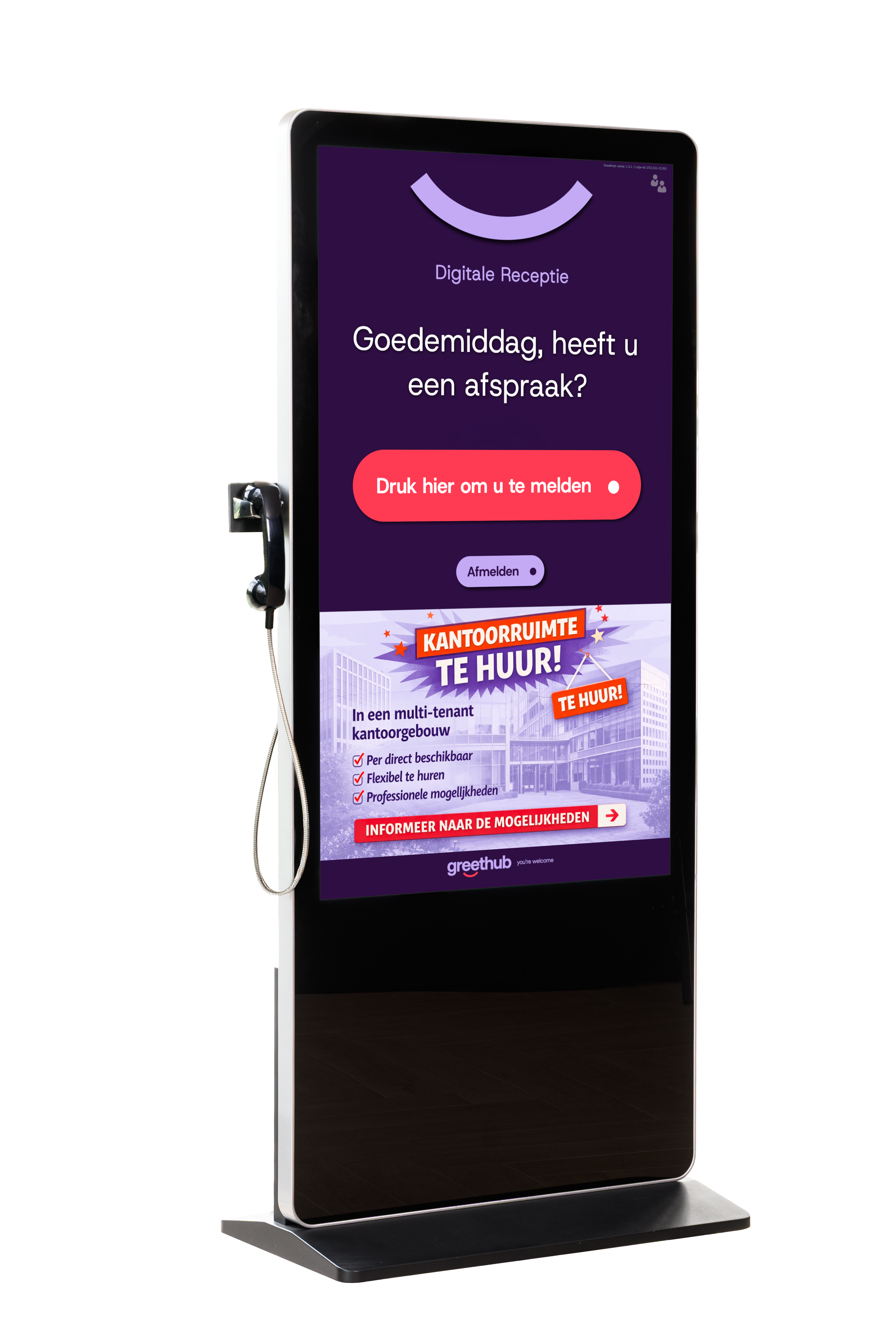 GreetHub® digitale receptiezuil met touchscreen